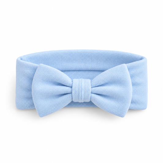 Baby-Stirnband mit Schleife – Hellblau – Produktvisualisierung