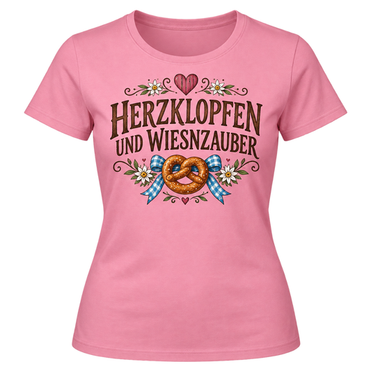 Damen-T-Shirt – Herzklopfen und Wiesnzauber – Rosa