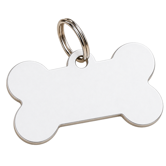 Hundemarke personalisieren – Knochenform – Blanko ohne Logo und Motiv, transparenter Hintergrund – Produktvisualisierung