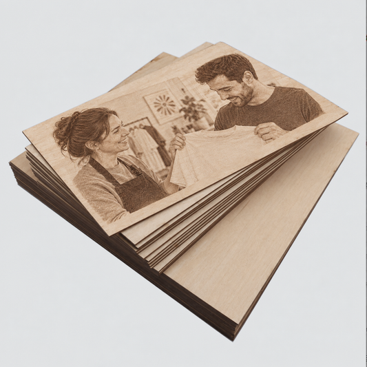 Holzbild mit Fotogravur