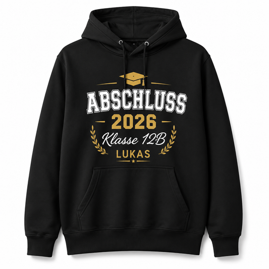 Abschluss Hoodie personalisieren mit Namen Jahrgang und Klasse
