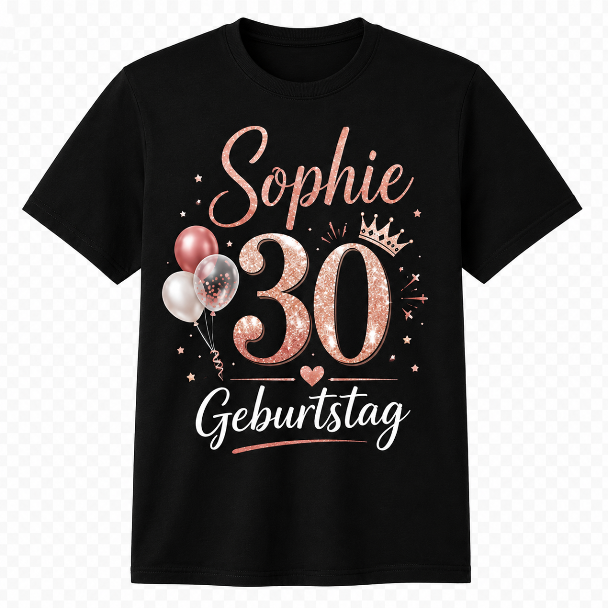 Personalisiertes T-Shirt mit Wunschdruck als professionelles Produktbild