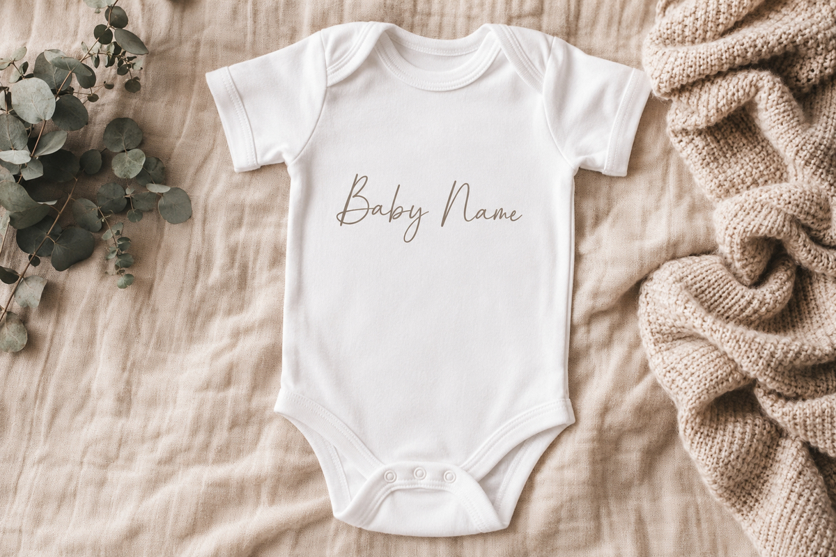 Baby Body für Neugeborene personalisiert - realistische Produktfoto