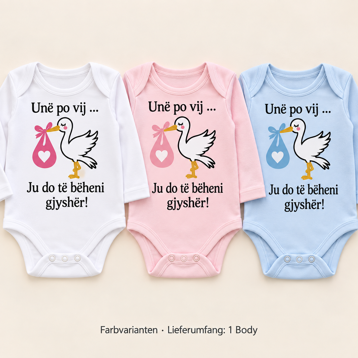 Motiv- und Farbwahl für den Body: Albanisch. Zubehör siehe Set-Beispiel.