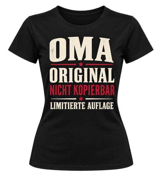 Damen-T-Shirt – OMA – Original, nicht kopierbar – Schwarz – Produktvisualisierung