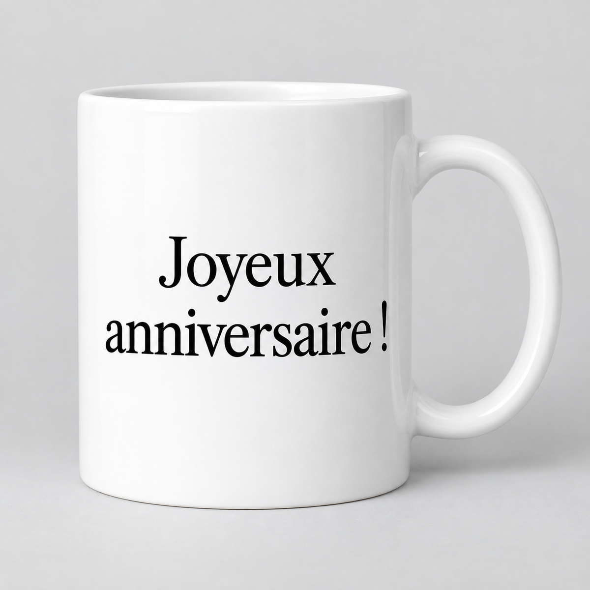 Keramiktasse – Geburtstag Schriftmotiv – Französisch – ohne Blumen, Produktvisualisierung