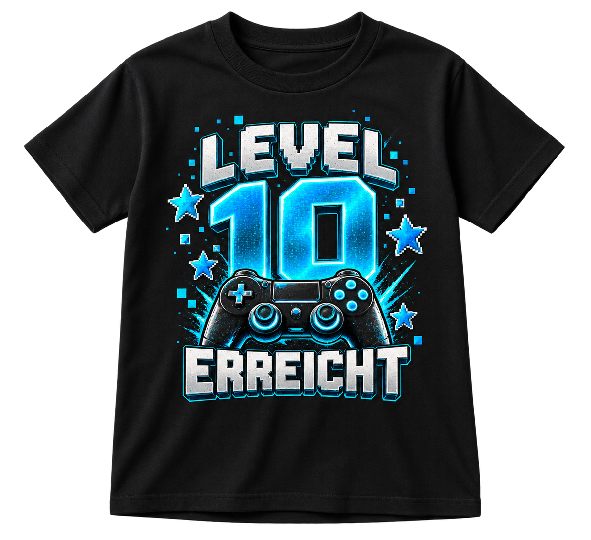 Geburtstags-T-Shirt 10 Jahre – LEVEL 10 ERREICHT – Schwarz