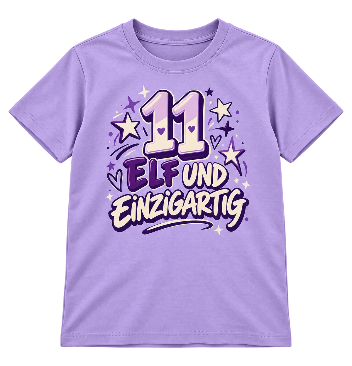 Geburtstags-T-Shirt 11 Jahre – ELF UND EINZIGARTIG – Lila