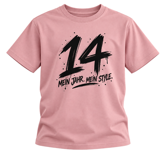 Geburtstags-T-Shirt 14 Jahre – MEIN JAHR. MEIN STYLE. – Rosa