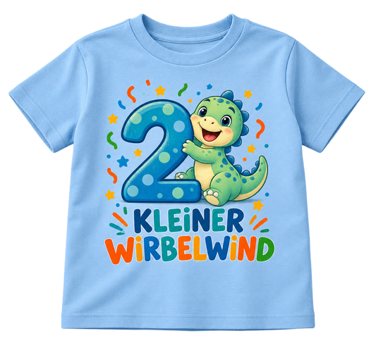 Geburtstags-T-Shirt 2 Jahre – KLEINER WIRBELWIND – Hellblau