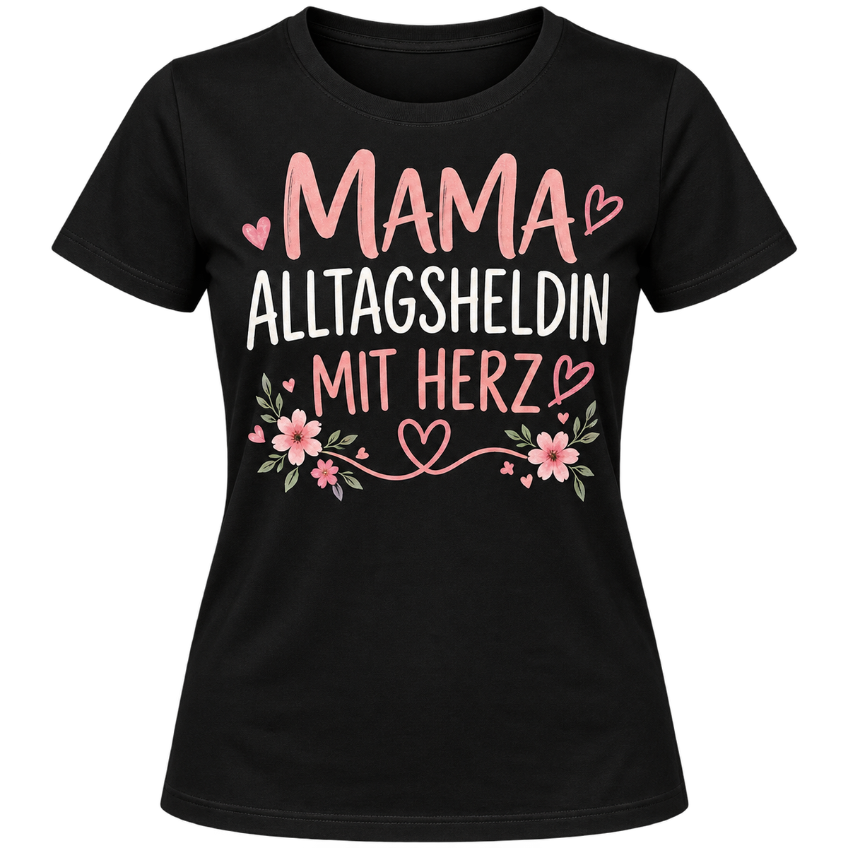 Damen-T-Shirt – Mama, Alltagsheldin mit Herz – Schwarz
