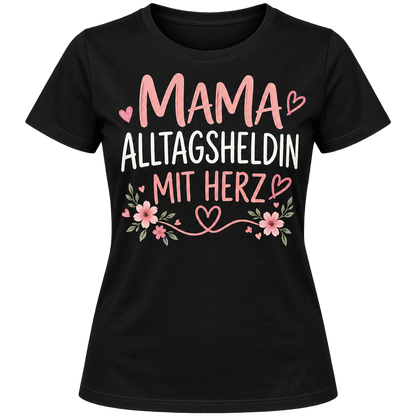 Damen-T-Shirt – Mama, Alltagsheldin mit Herz – Schwarz