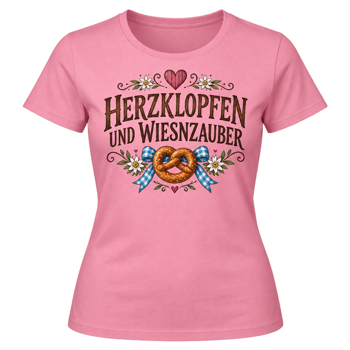 Damen-T-Shirt – Herzklopfen und Wiesnzauber – Rosa