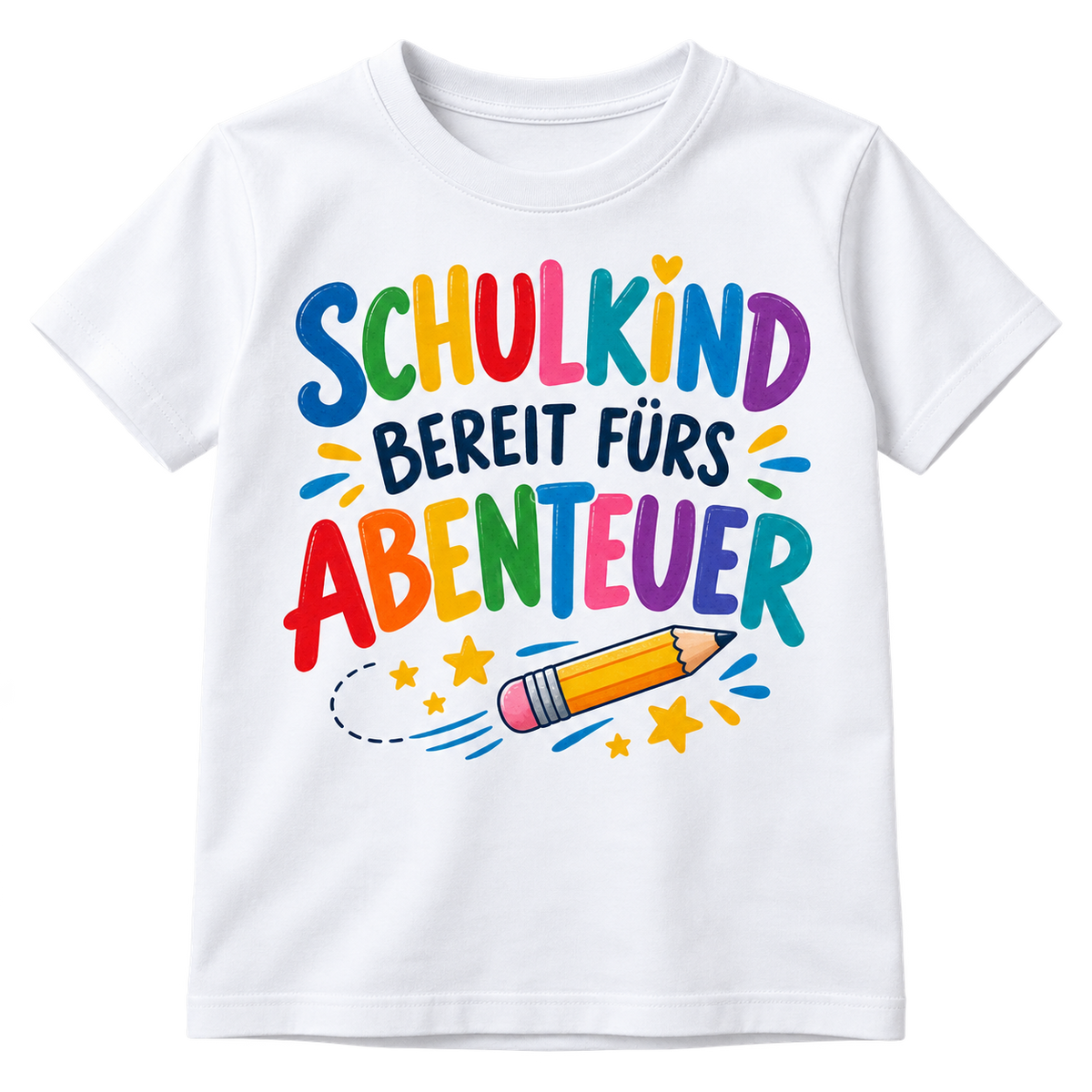 Kinder-T-Shirt – Schulkind, bereit fürs Abenteuer – Weiß