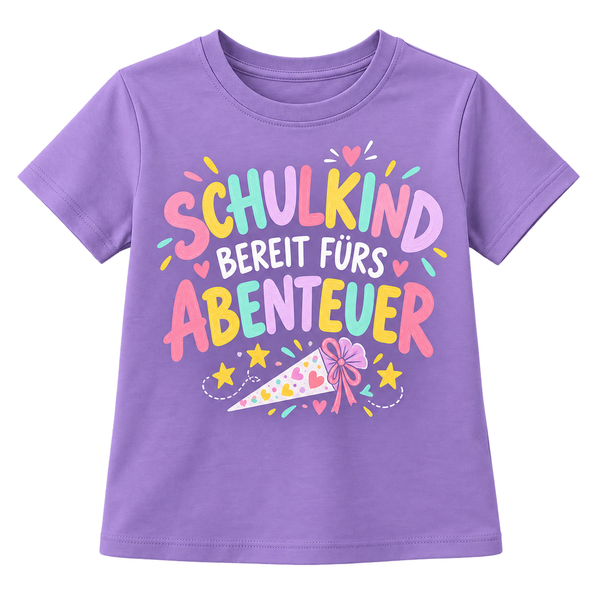 Kinder-T-Shirt – Schulkind, bereit fürs Abenteuer – Lila