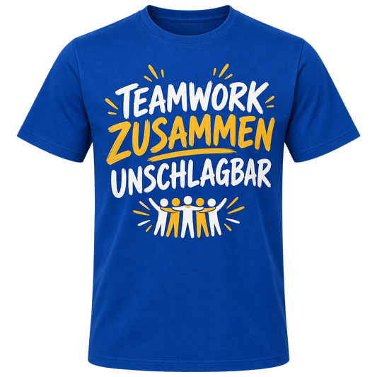 T-Shirt – Teamwork, zusammen unschlagbar – Blau
