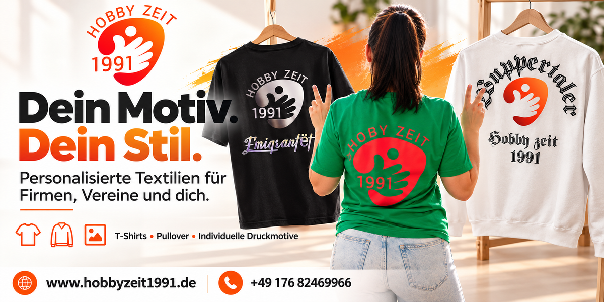 Hobby Zeit 1991 – personalisierte T-Shirts und Pullover