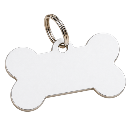 Hundemarke personalisieren – Knochenform – Blanko ohne Logo und Motiv, transparenter Hintergrund – Produktvisualisierung