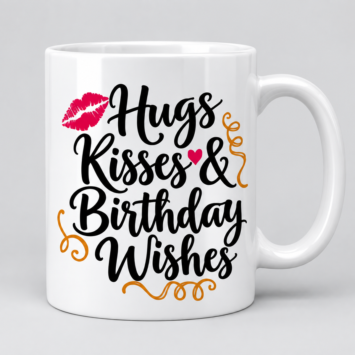 Keramiktasse – Hugs Kisses & Birthday Wishes – Produktvisualisierung