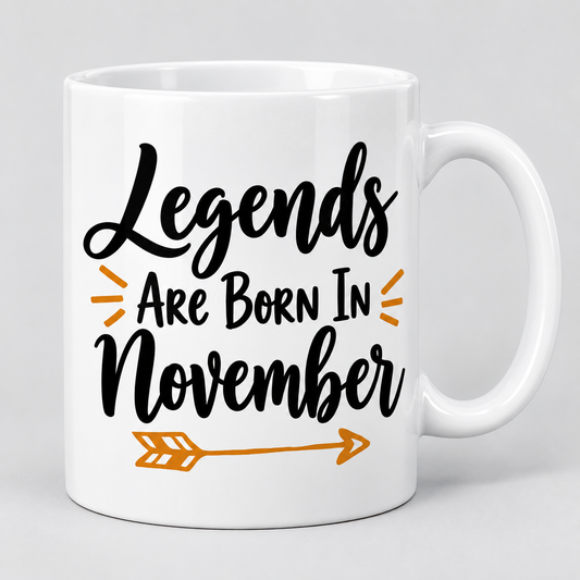 Keramiktasse – Legends Are Born In November – Produktvisualisierung