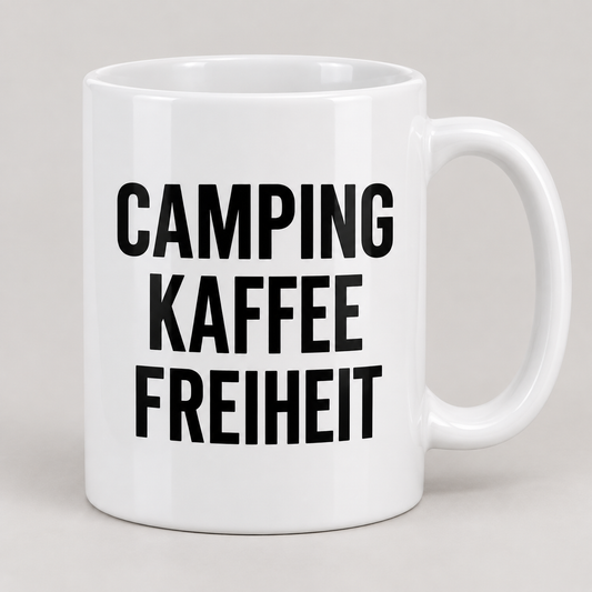 Keramiktasse – Camping, Kaffee, Freiheit