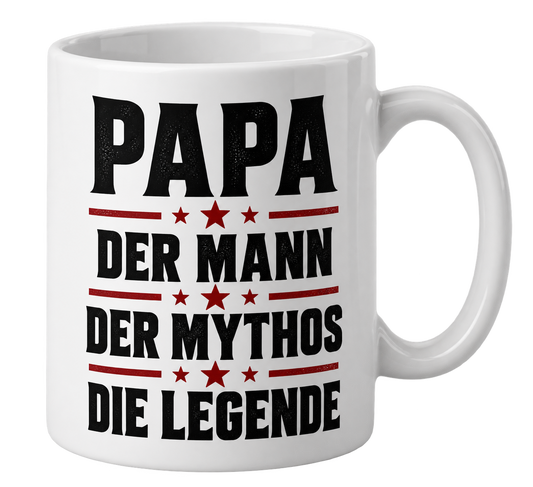 Tasse – PAPA – Der Mann. Der Mythos. Die Legende. – Produktvisualisierung