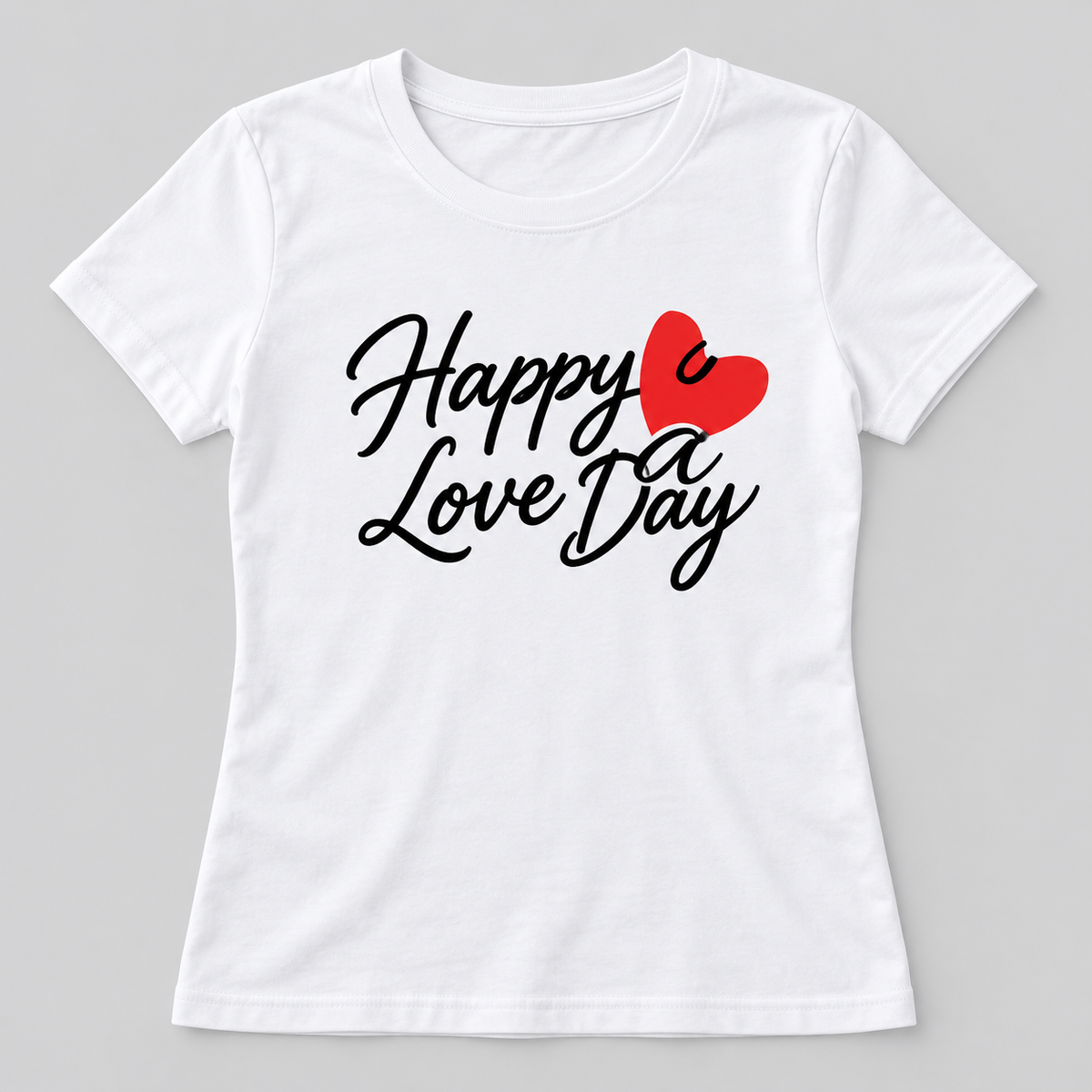 Damen-T-Shirt – Happy Love Day – Weiß – Produktvisualisierung
