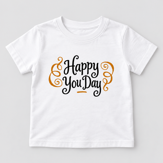 Kinder-T-Shirt – Happy You Day – Weiß – Produktvisualisierung