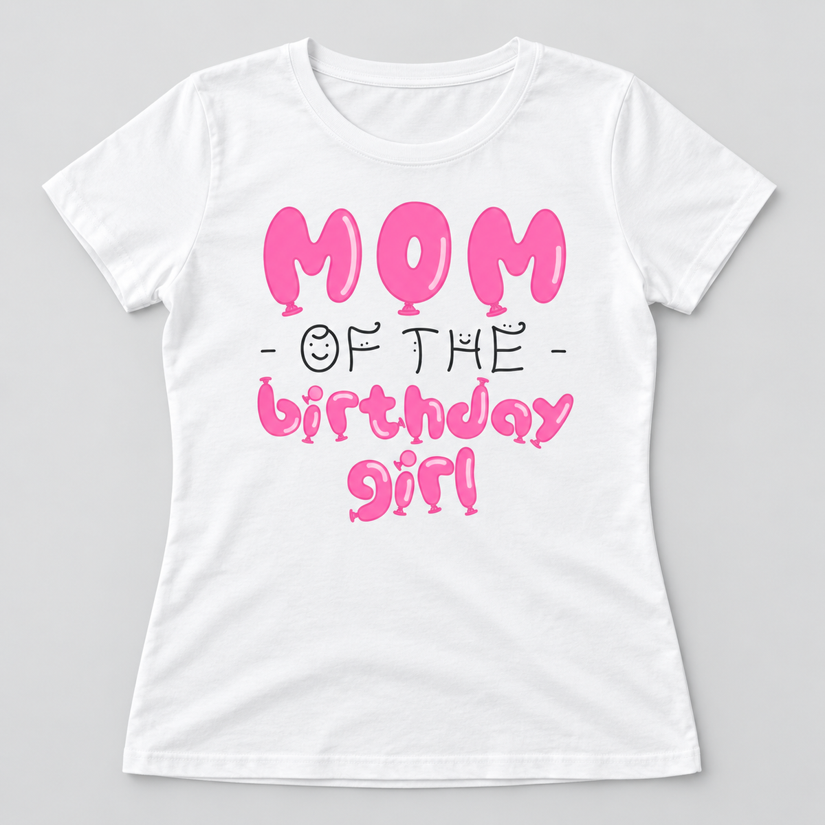 Damen-T-Shirt – Mom Of The Birthday Girl – Weiß – Produktvisualisierung