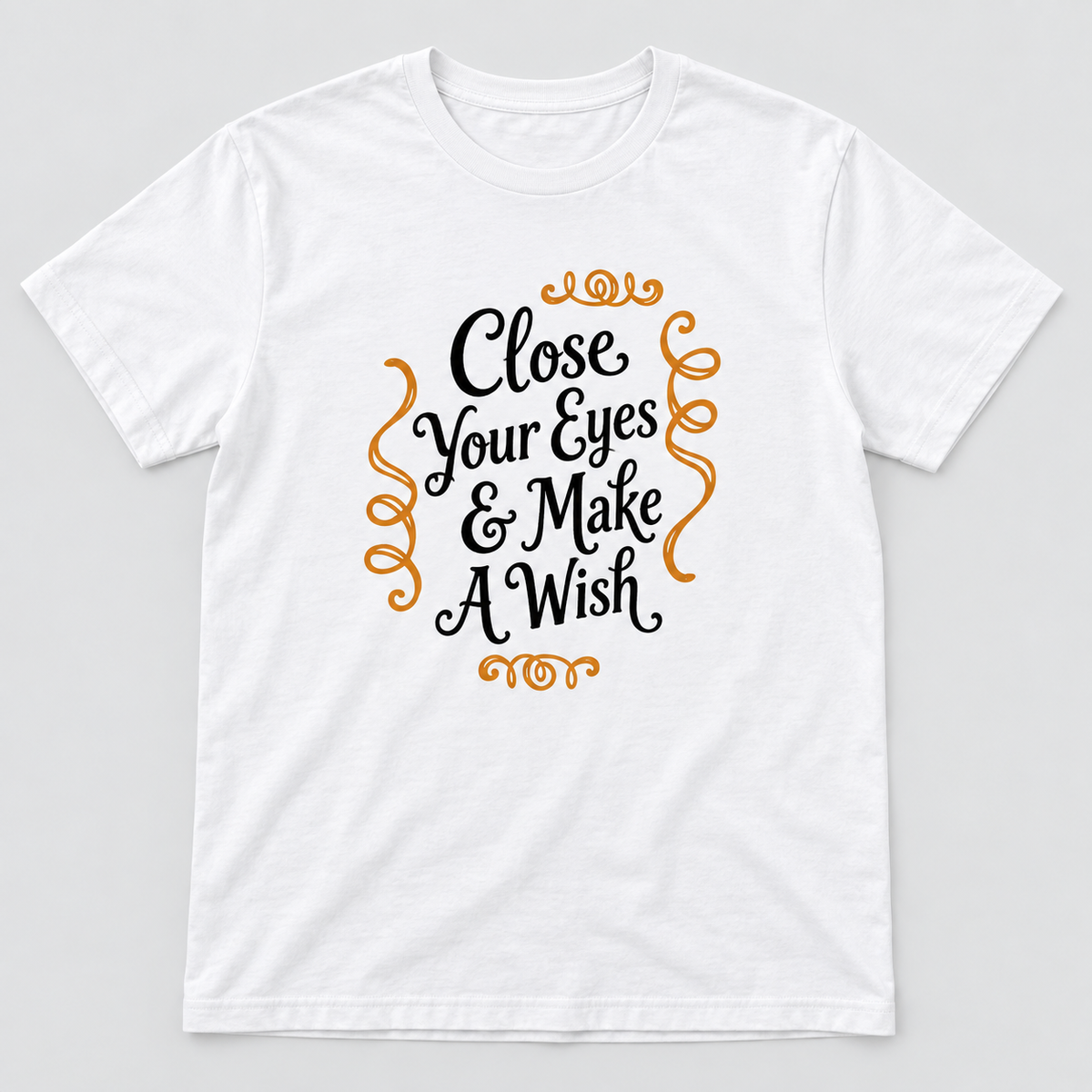Unisex-T-Shirt – Close Your Eyes & Make A Wish – Weiß – Produktvisualisierung