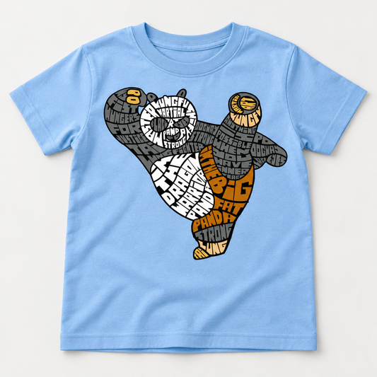 Warrior Panda T-Shirt – Hellblau – Produktvisualisierung